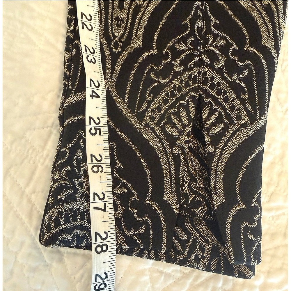 J.McLaughlin Womens Black Gold Damask Jacquard Straight Leg Pants Size 6 - Picture 7 of 9